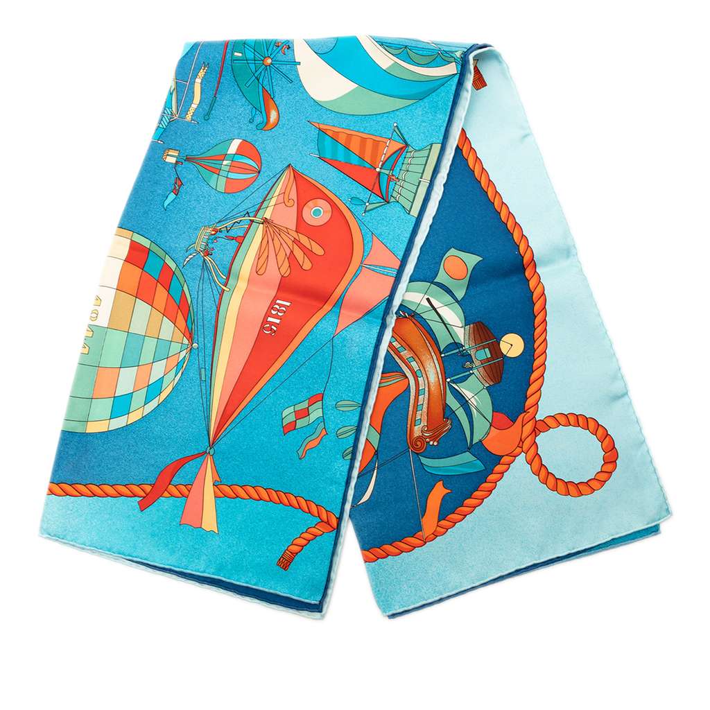 Hermès Les Folies du Ciel Double Face Silk Scarf 90