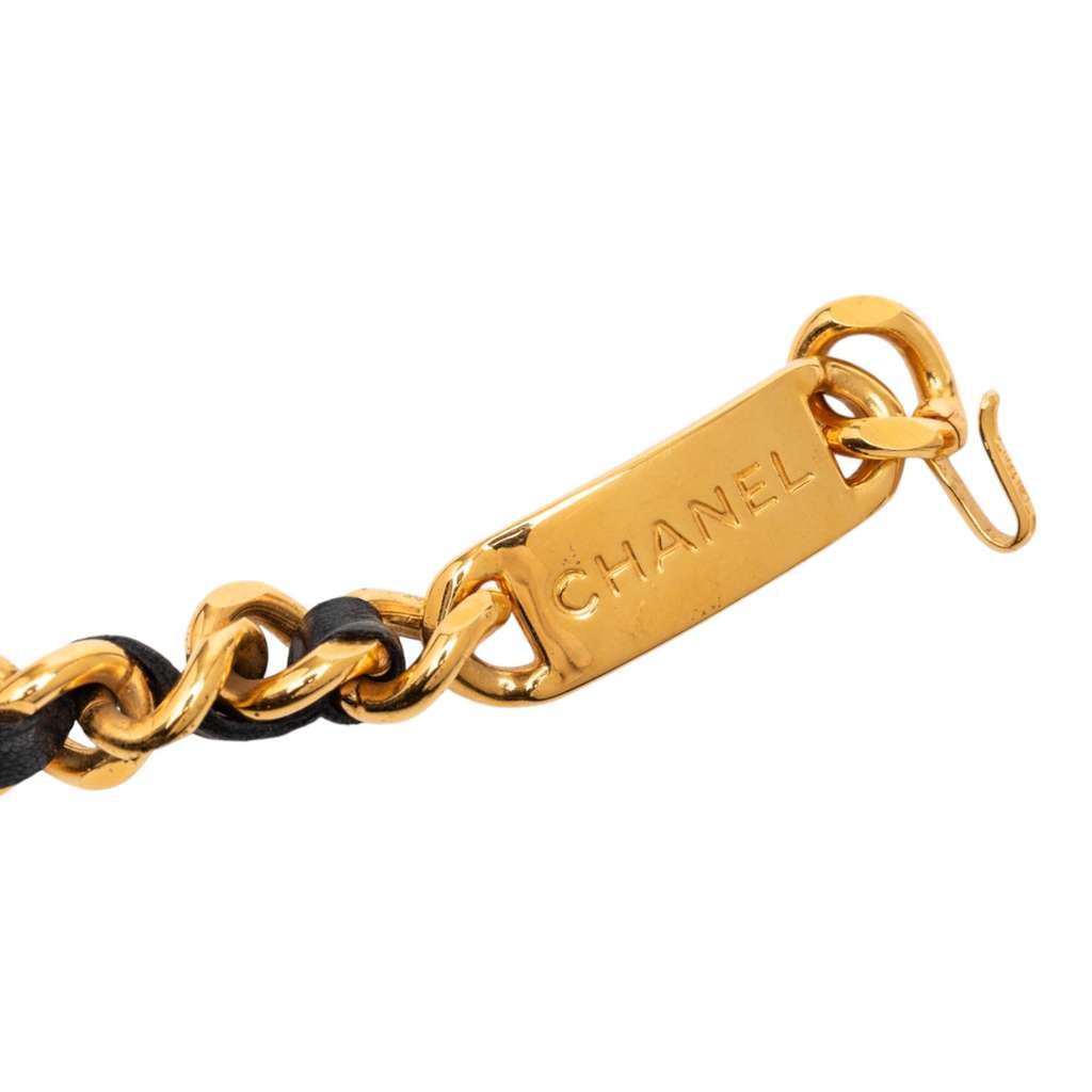 Chanel Gold Plated Leather Woven Chain Medallion Belt Gold Metal Good condition - Inside View