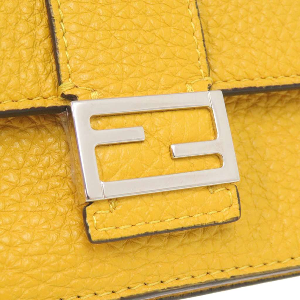 Fendi Micro Leather Flat Baguette Crossbody Yellow Leather Good condition - Box View