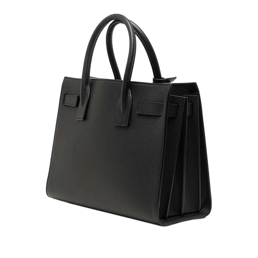 Saint Laurent Baby Grained Calfskin Sac de Jour Satchel Black Leather Good condition - Back View