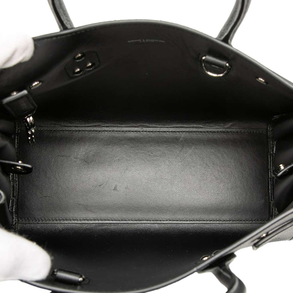 Saint Laurent Baby Grained Calfskin Sac de Jour Satchel Black Leather Good condition - Model View