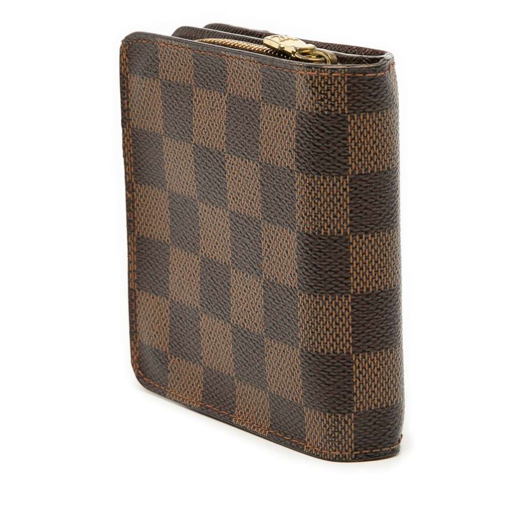 Louis Vuitton Damier Ebene Compact Zip Wallet Brown Good condition - Back View
