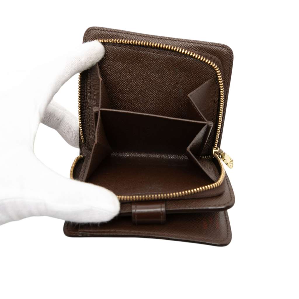 Louis Vuitton Damier Ebene Compact Zip Wallet Brown Good condition - Model View