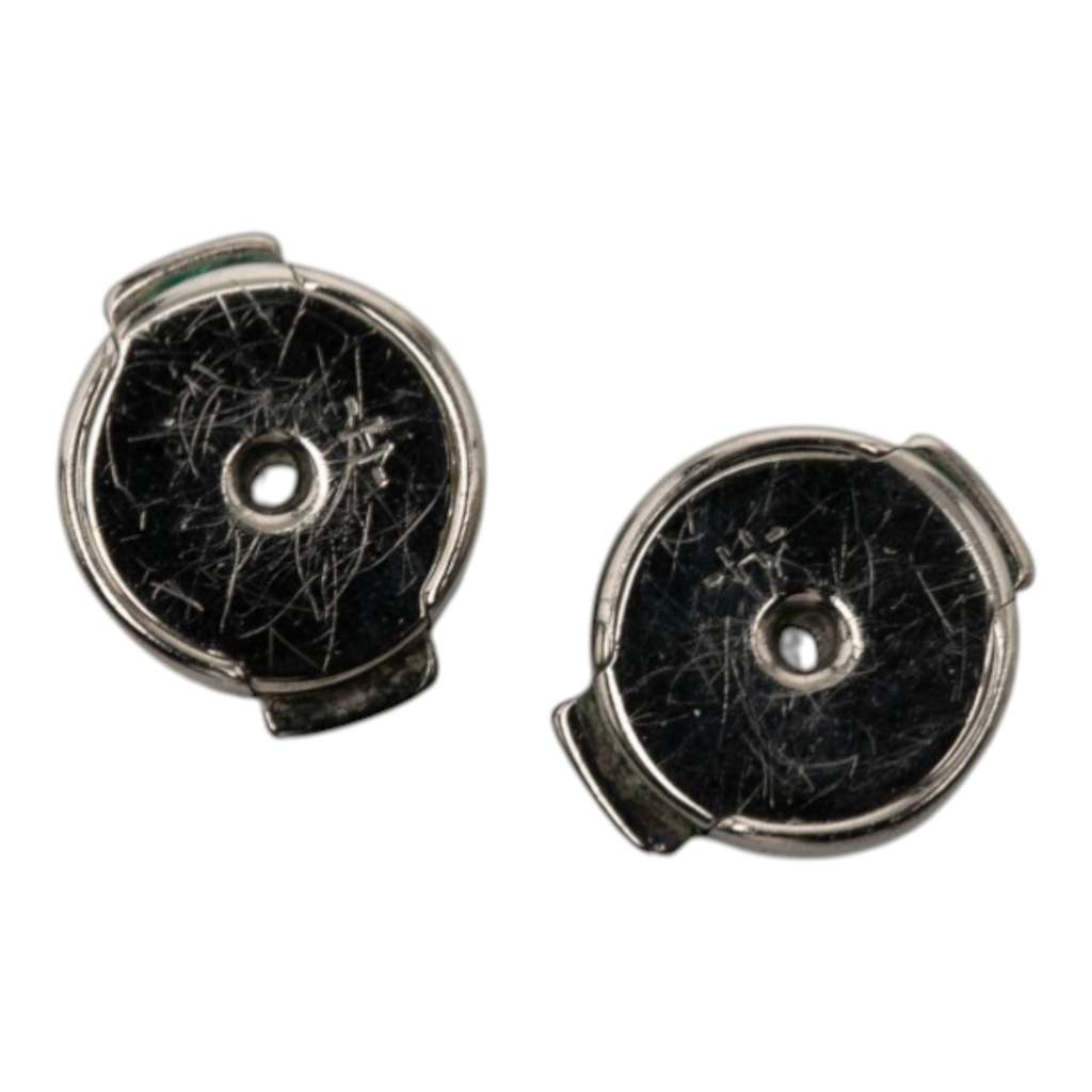 Hermès Palladium Plated Enamel Cage dH Cube Push Back Earrings Pink Metal Good condition - Inside View