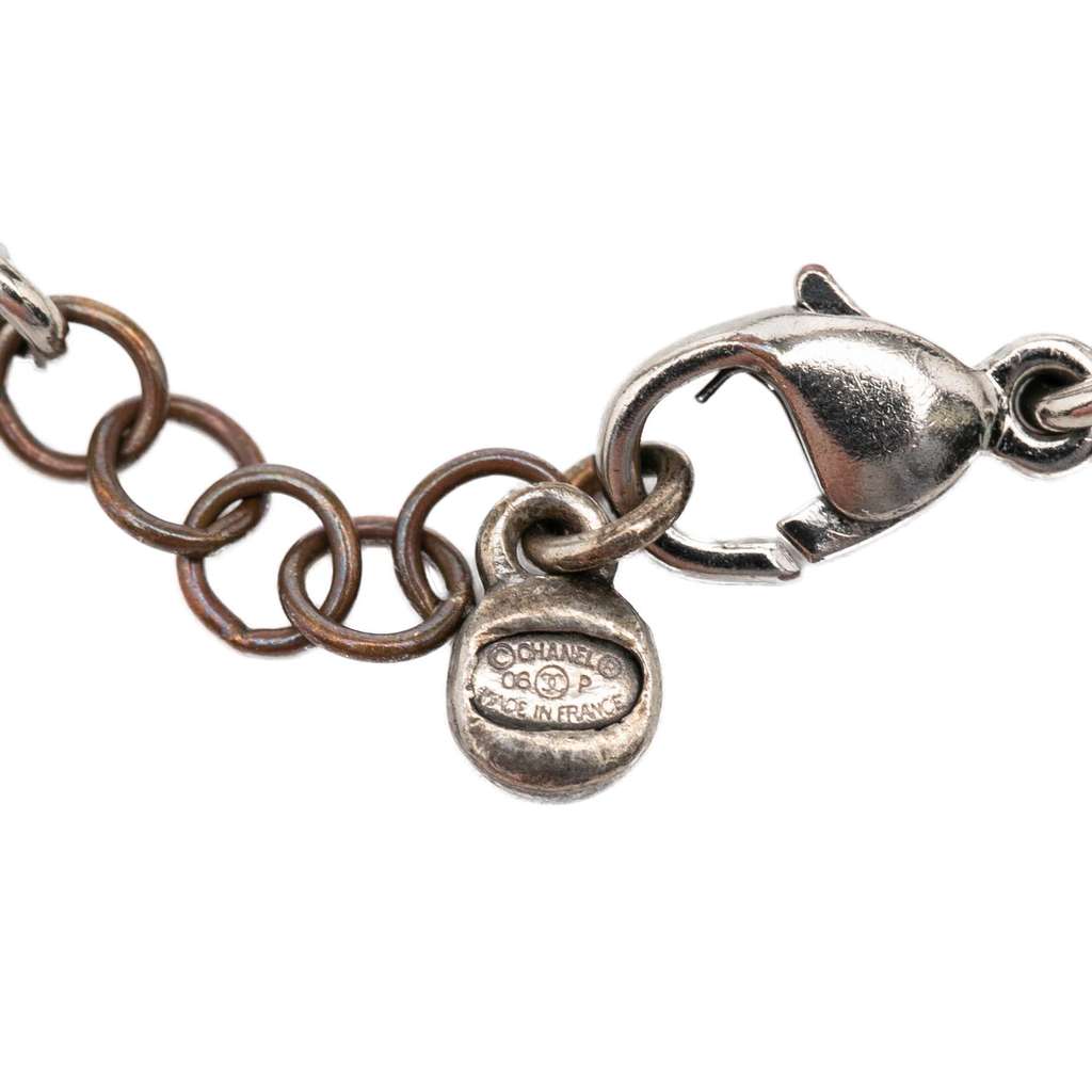 Chanel CC Plated No. 5 Cutout Charms Chain Bracelet Silver Brass Good condition - Box View