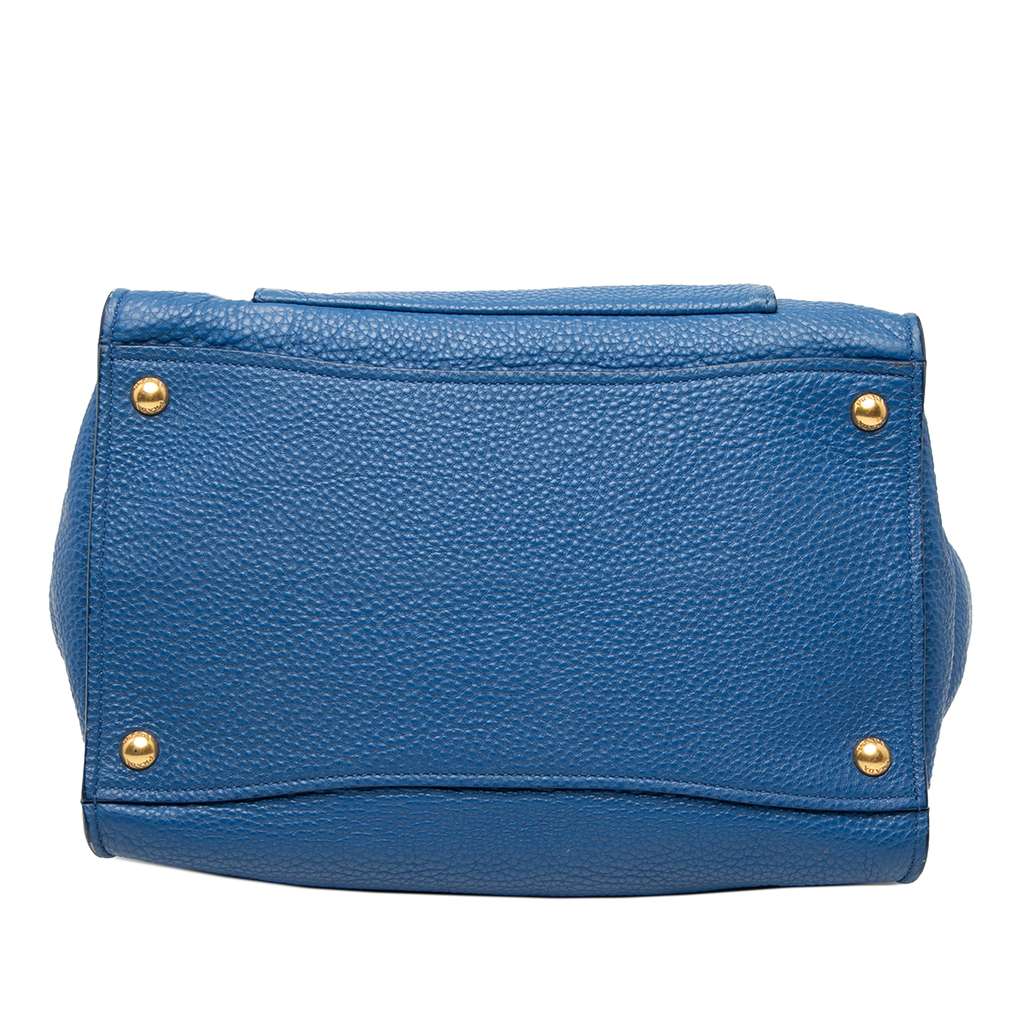 Prada Vitello Daino Front Pocket Open Convertible Tote Blue Leather Good condition - Inside View