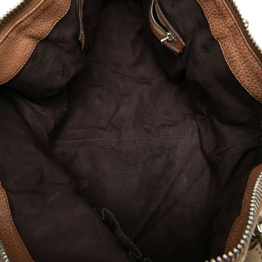 Gucci Medium GG Canvas Bamboo Bar Tote Beige Canvas Good condition - Model View