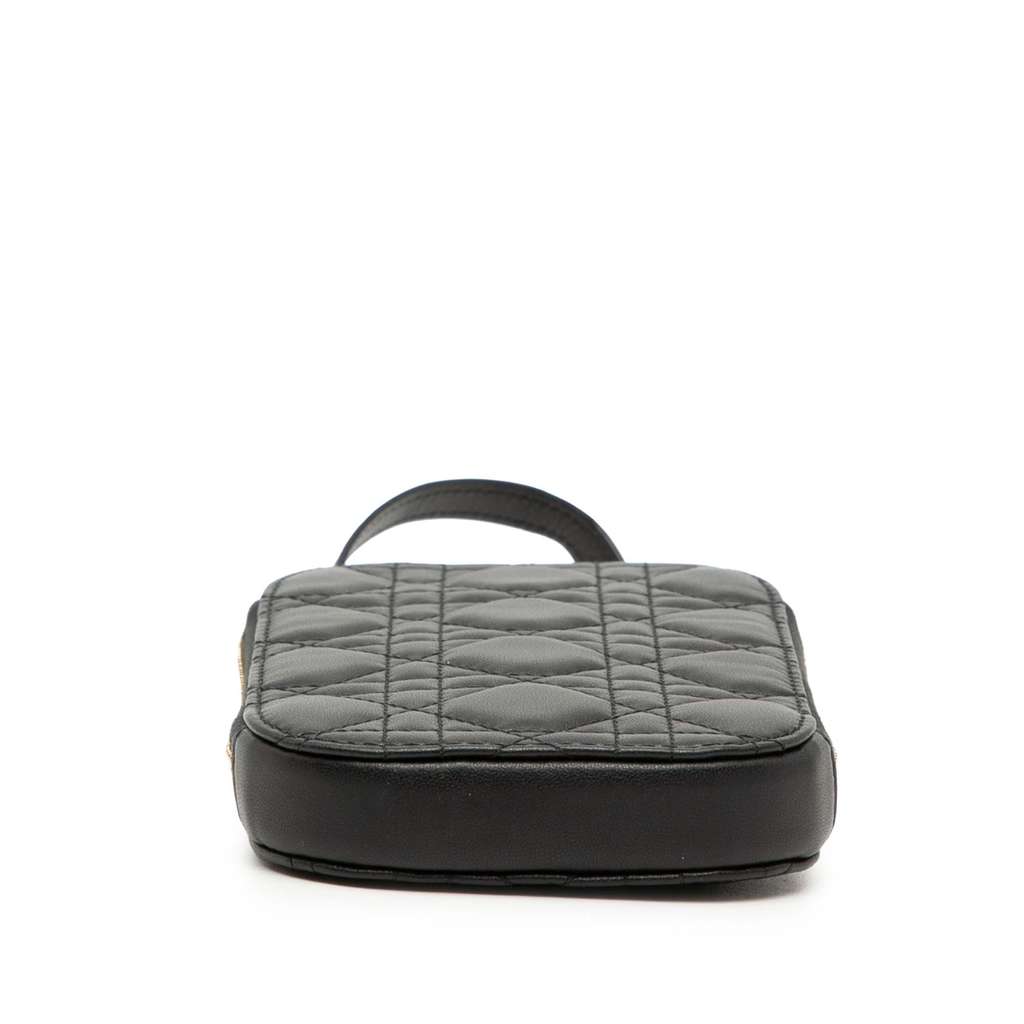 Dior Lambskin Cannage Lady Dior Call In Phone Holder Black Leather Good condition - Inside View