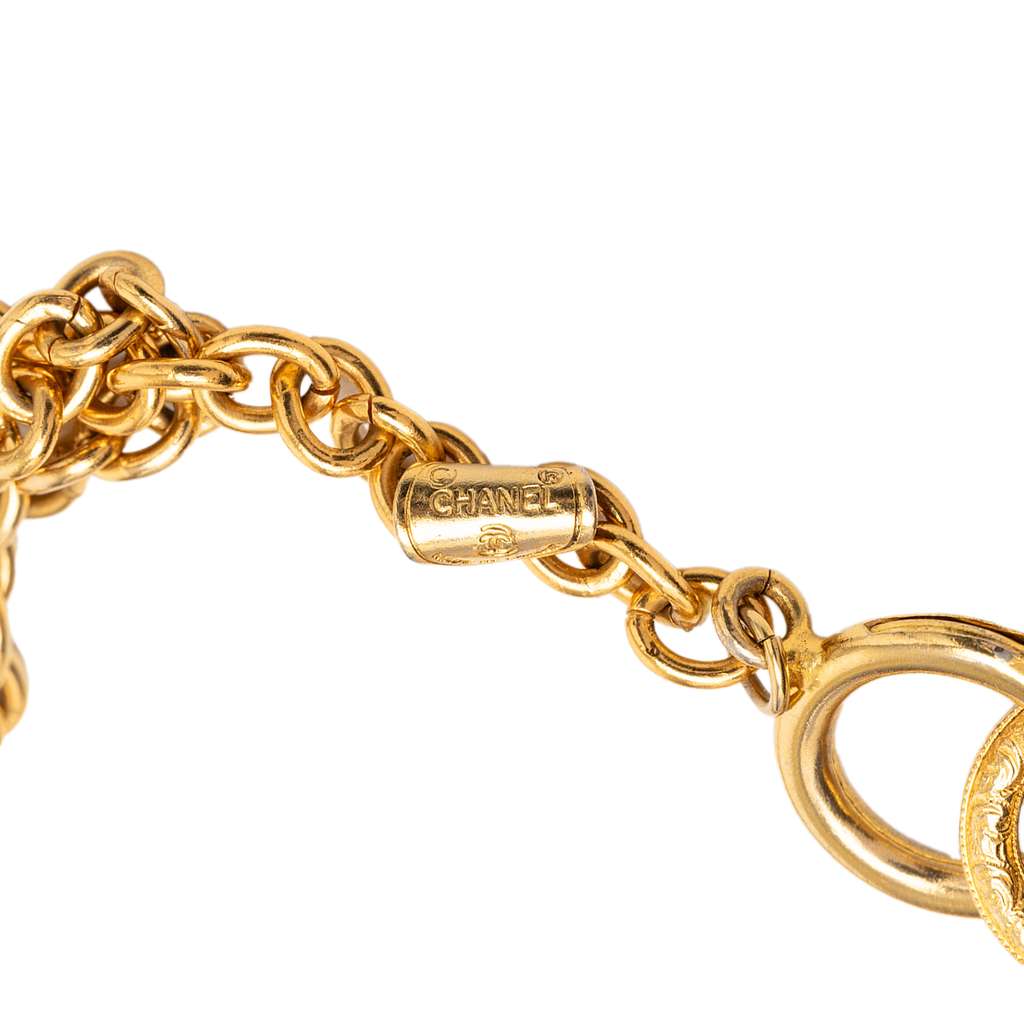 Chanel CC Gold Plated Coin Chain Long Necklace Gold Metal Good condition - Inside View