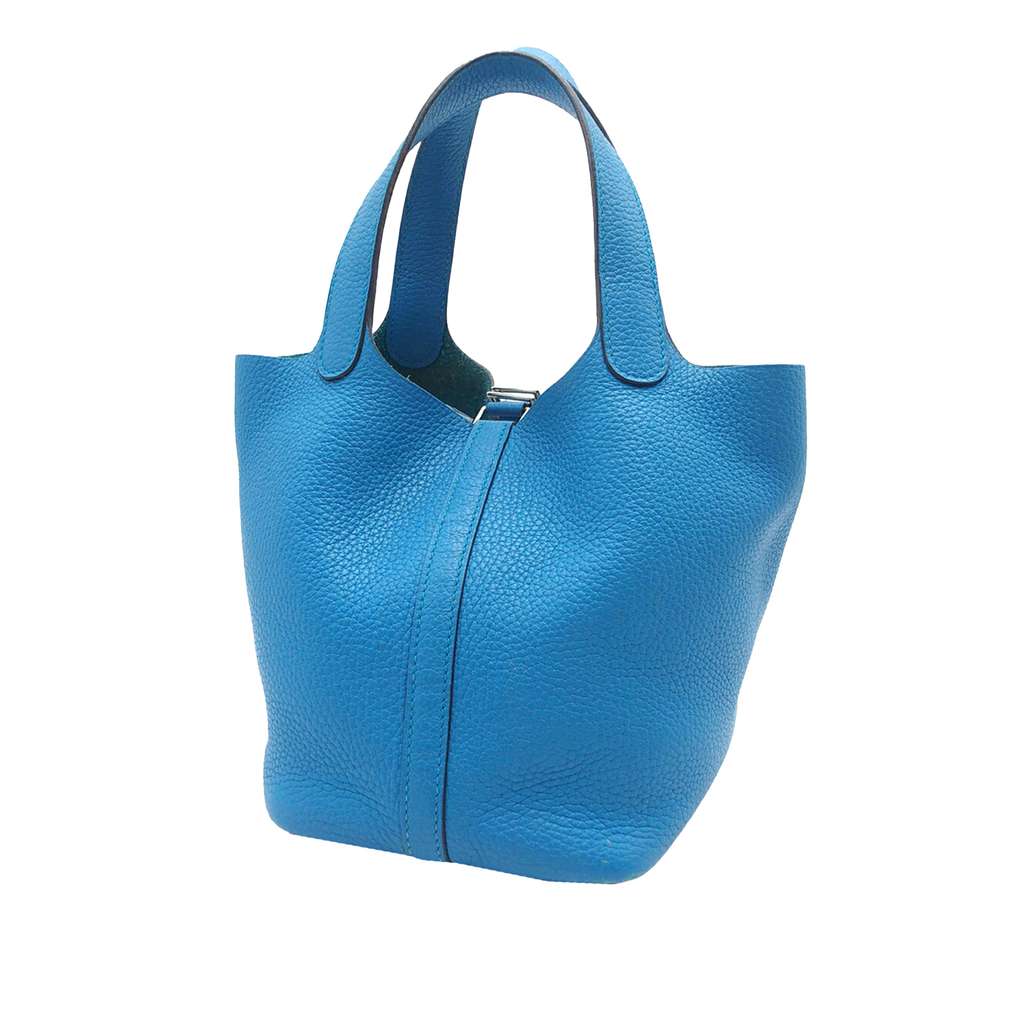 Hermès Clemence Picotin Lock 18 Blue Leather Good condition - Back View