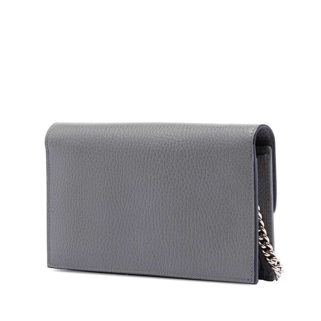 Gucci Leather Interlocking G Dollar Wallet on Chain Grey Leather Good condition - Back View