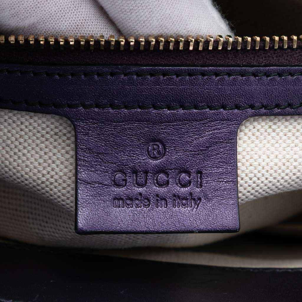 Gucci Large Patent Guccissima Emily Shoulder Bag Purple Leather Good condition - Box View
