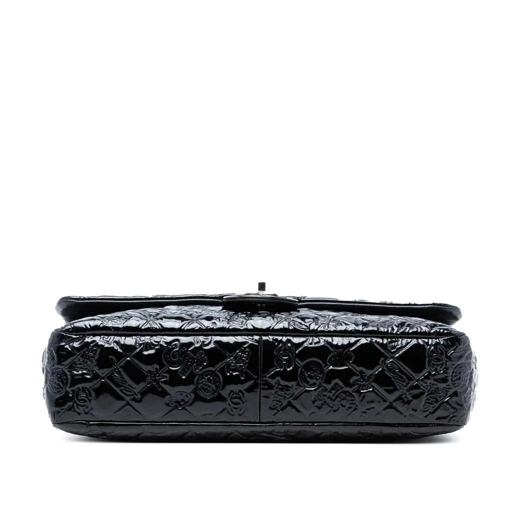 Chanel Jumbo Patent Embossed Lucky Symbols Flap Black Leather Very good - Inside View