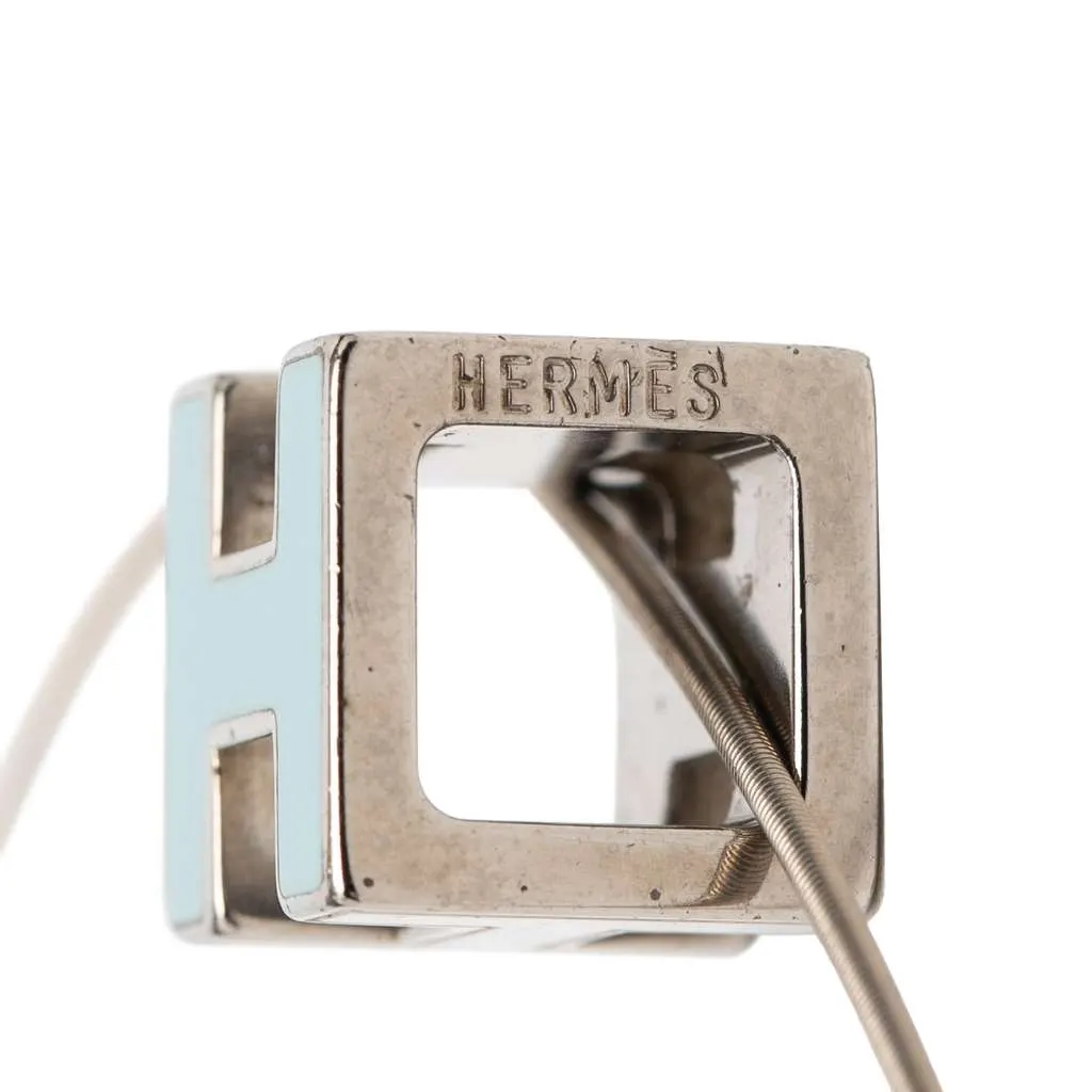 Hermès Palladium Plated Lacquered Cage D H Pendant Necklace Silver Metal Very good - Inside View