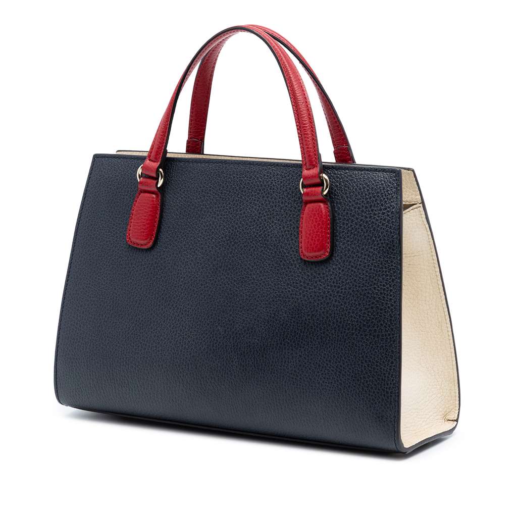 Gucci Medium Tricolor Pebbled Calfskin Soho Convertible Top Handle Bag Blue Leather Good condition - Back View