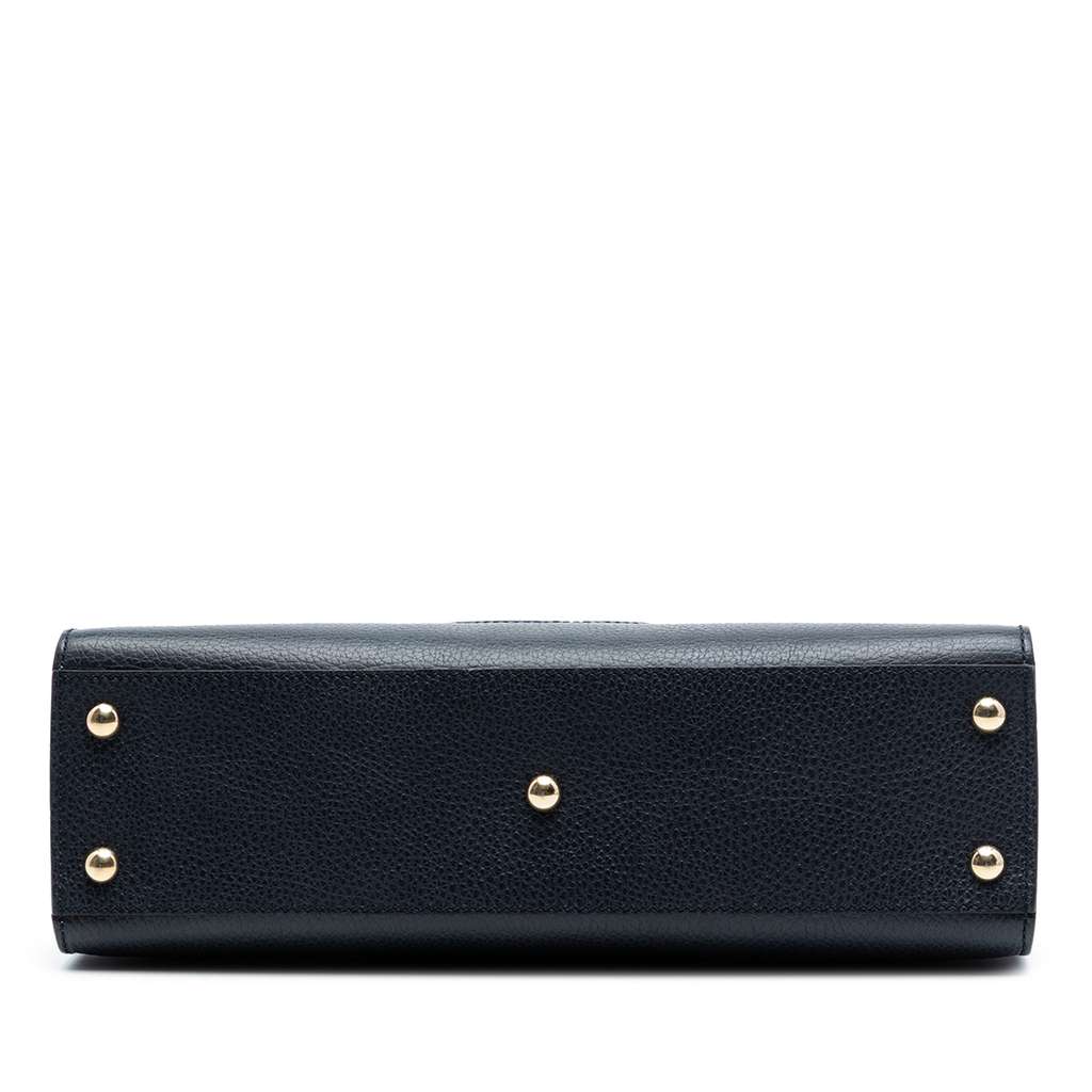 Gucci Medium Tricolor Pebbled Calfskin Soho Convertible Top Handle Bag Blue Leather Good condition - Inside View