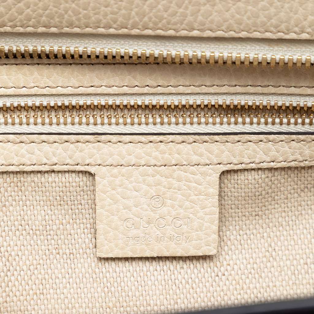 Gucci Medium Tricolor Pebbled Calfskin Soho Convertible Top Handle Bag Blue Leather Good condition - Box View