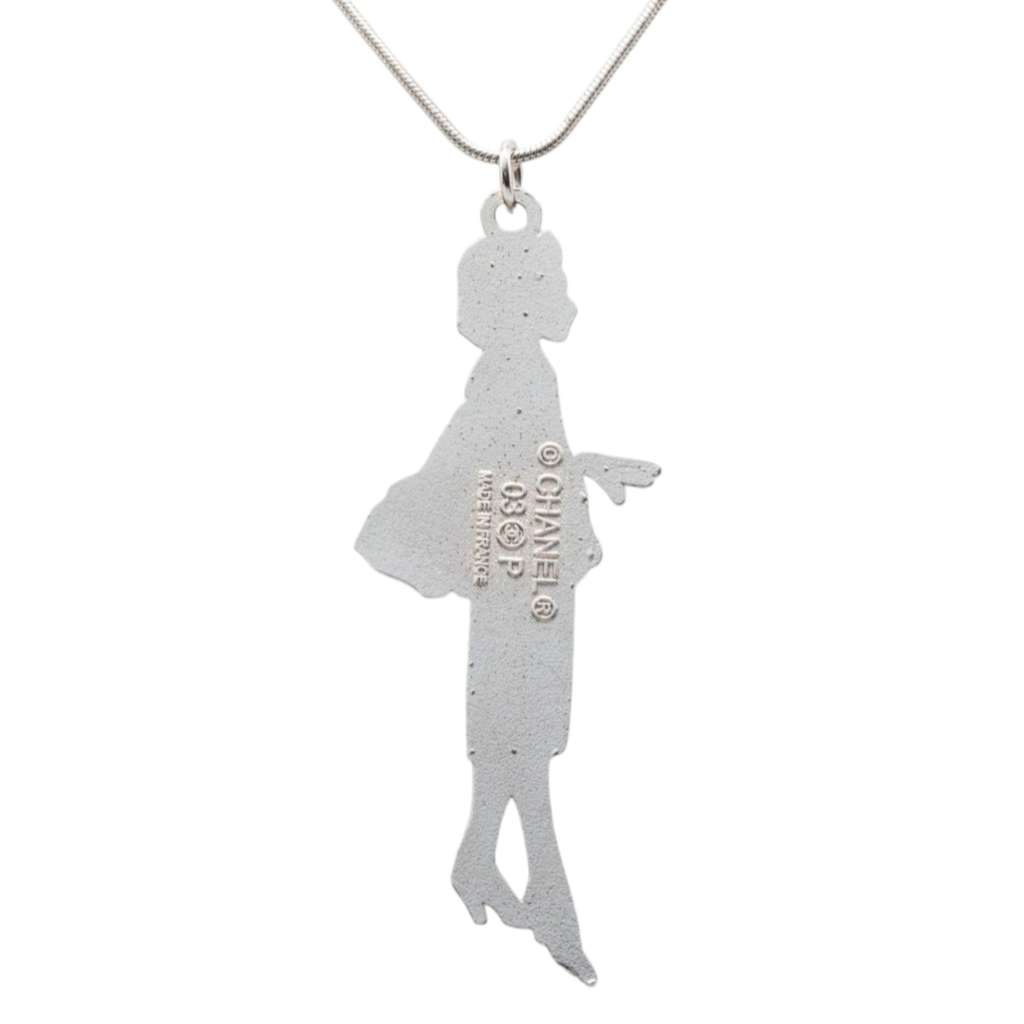 Chanel Silver Plated Mademoiselle Pendant Necklace Silver Metal Good condition - Inside View