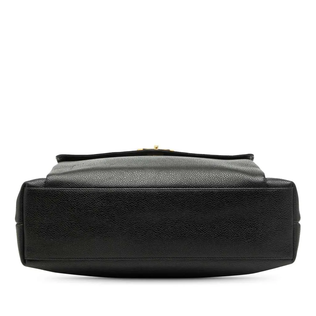 Chanel CC Caviar Front Pocket Chain Tote Black Leather Very good - Inside View