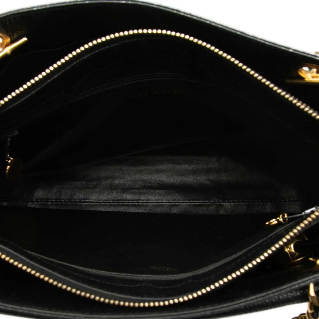 Chanel CC Caviar Front Pocket Chain Tote Black Leather Very good - Model View