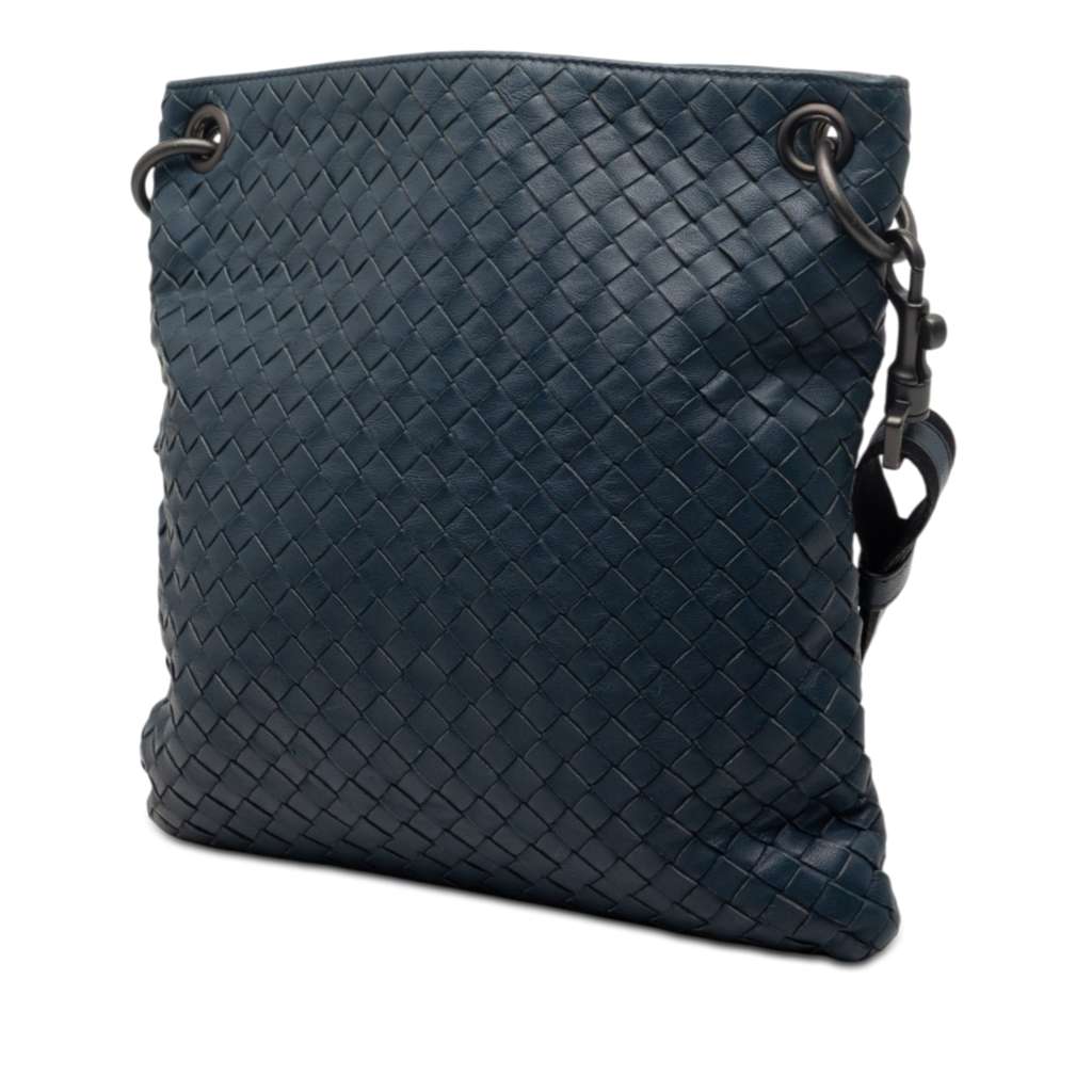 Bottega Veneta Nappa Intrecciato Crossbody Blue Leather Good condition - Back View