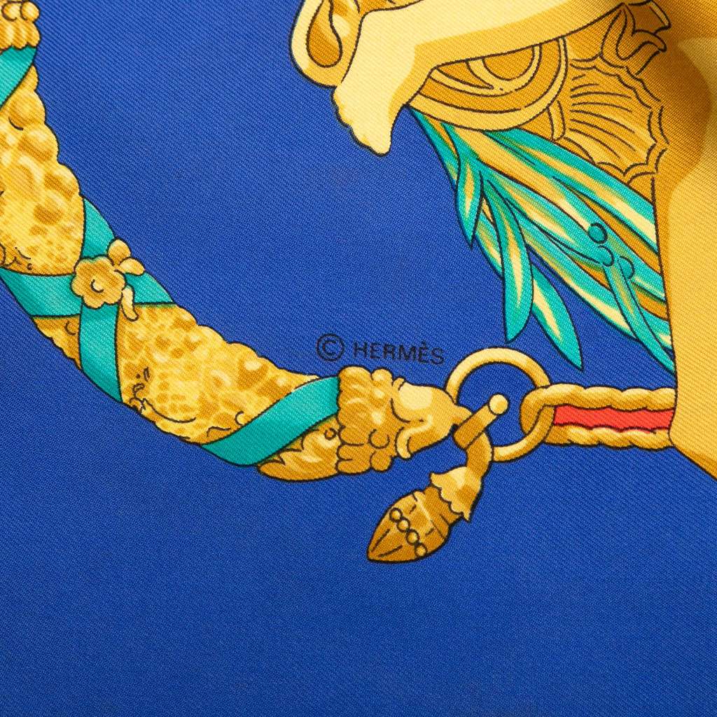 Hermès Hommage A Charles Garnier Silk Scarf Blue Silk Good condition - Inside View