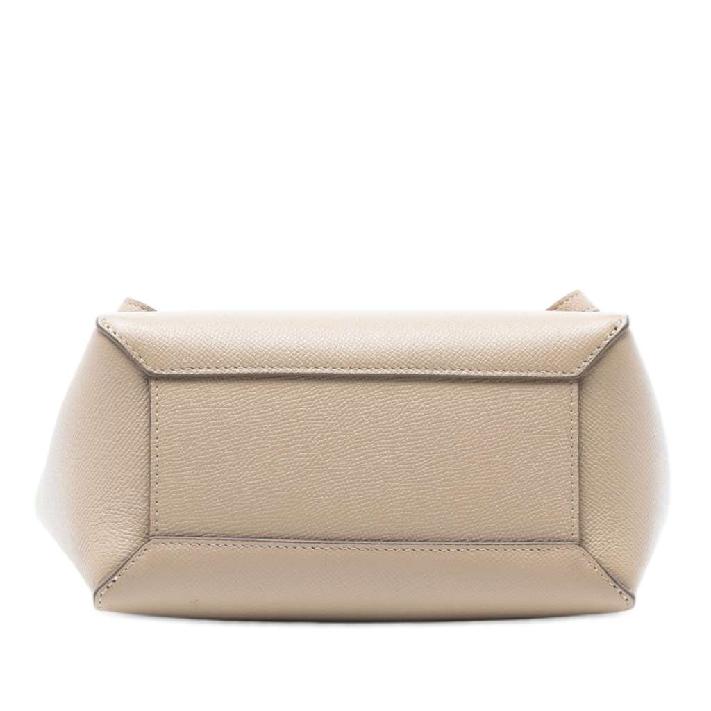 Celine Micro Grained Calfskin Belt Satchel Beige Leather Good condition - Inside View