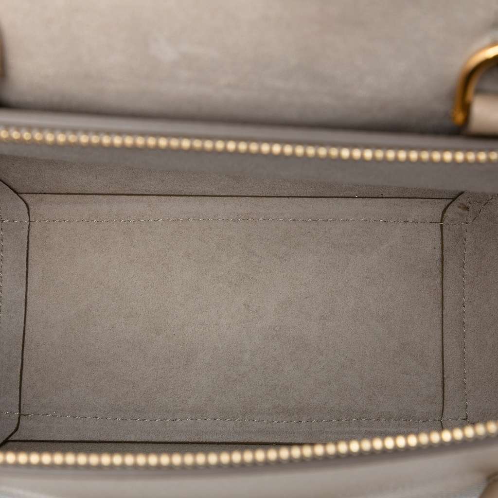 Celine Micro Grained Calfskin Belt Satchel Beige Leather Good condition - Model View