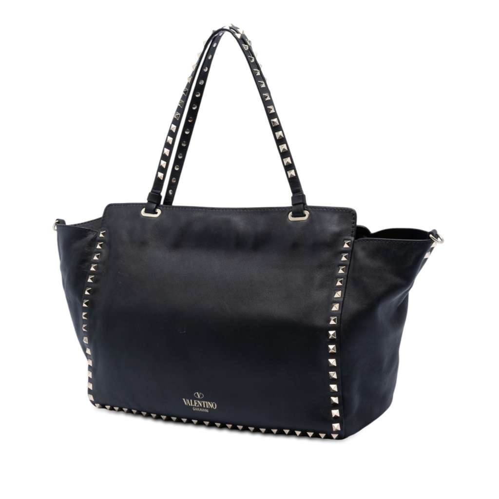 Valentino Medium Leather Rockstud Trapeze Satchel Black Leather Good condition - Back View
