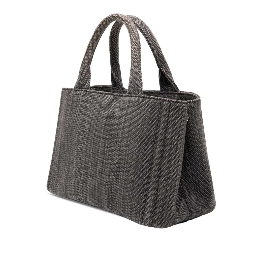 Prada Small Canvas Canapa Satchel Grey Denim Good condition - Back View