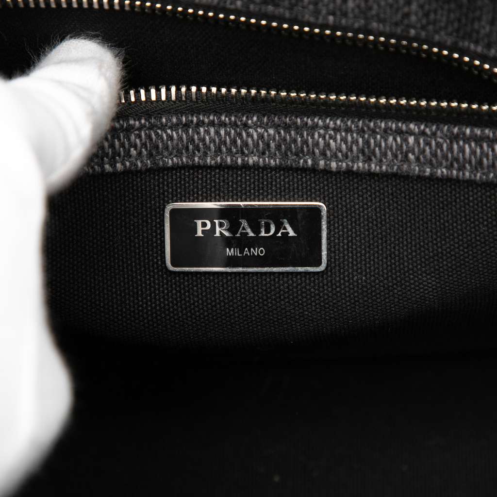 Prada Small Canvas Canapa Satchel Grey Denim Good condition - Box View