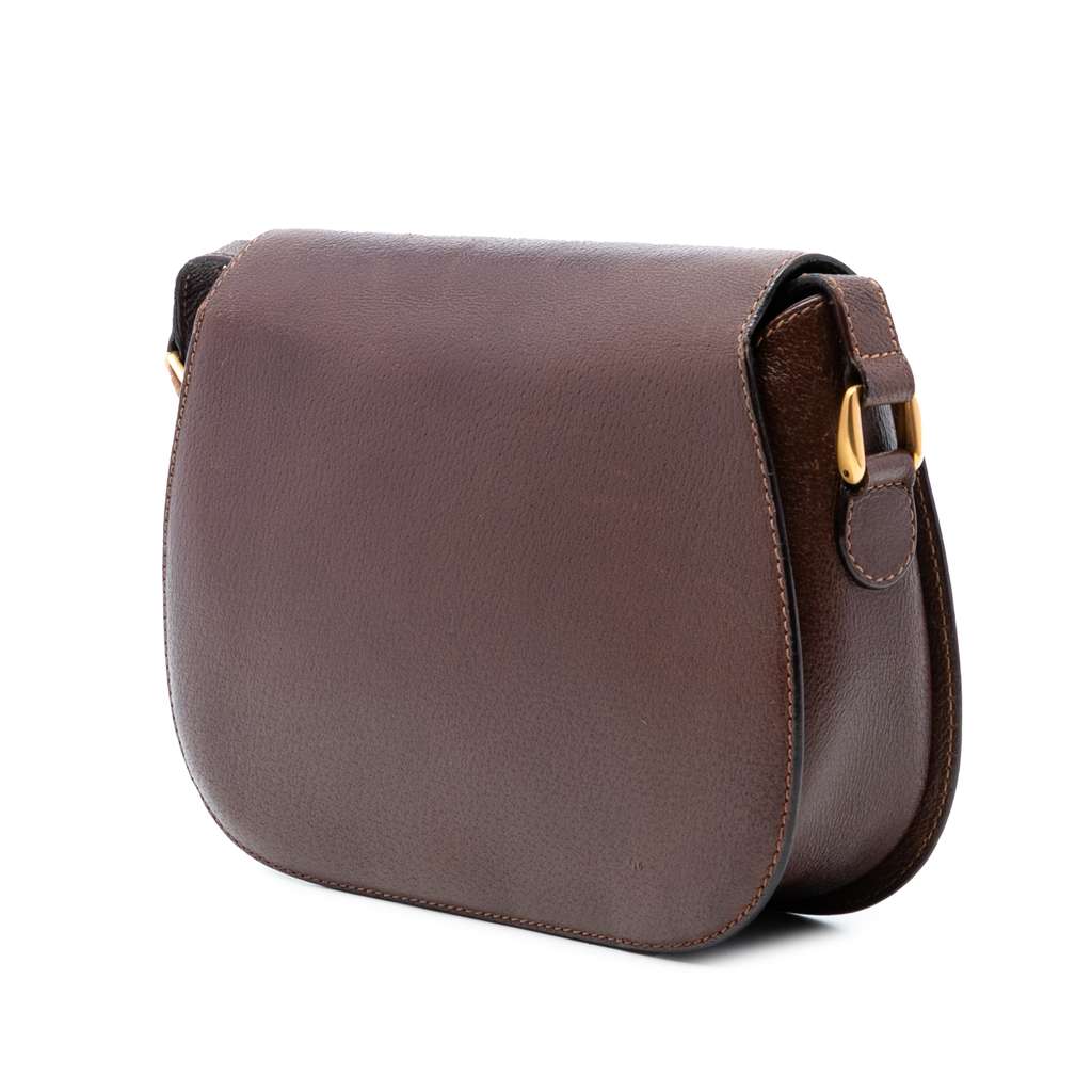 Gucci Leather Bamboo Turn Lock Crossbody Brown Leather Good condition - Back View