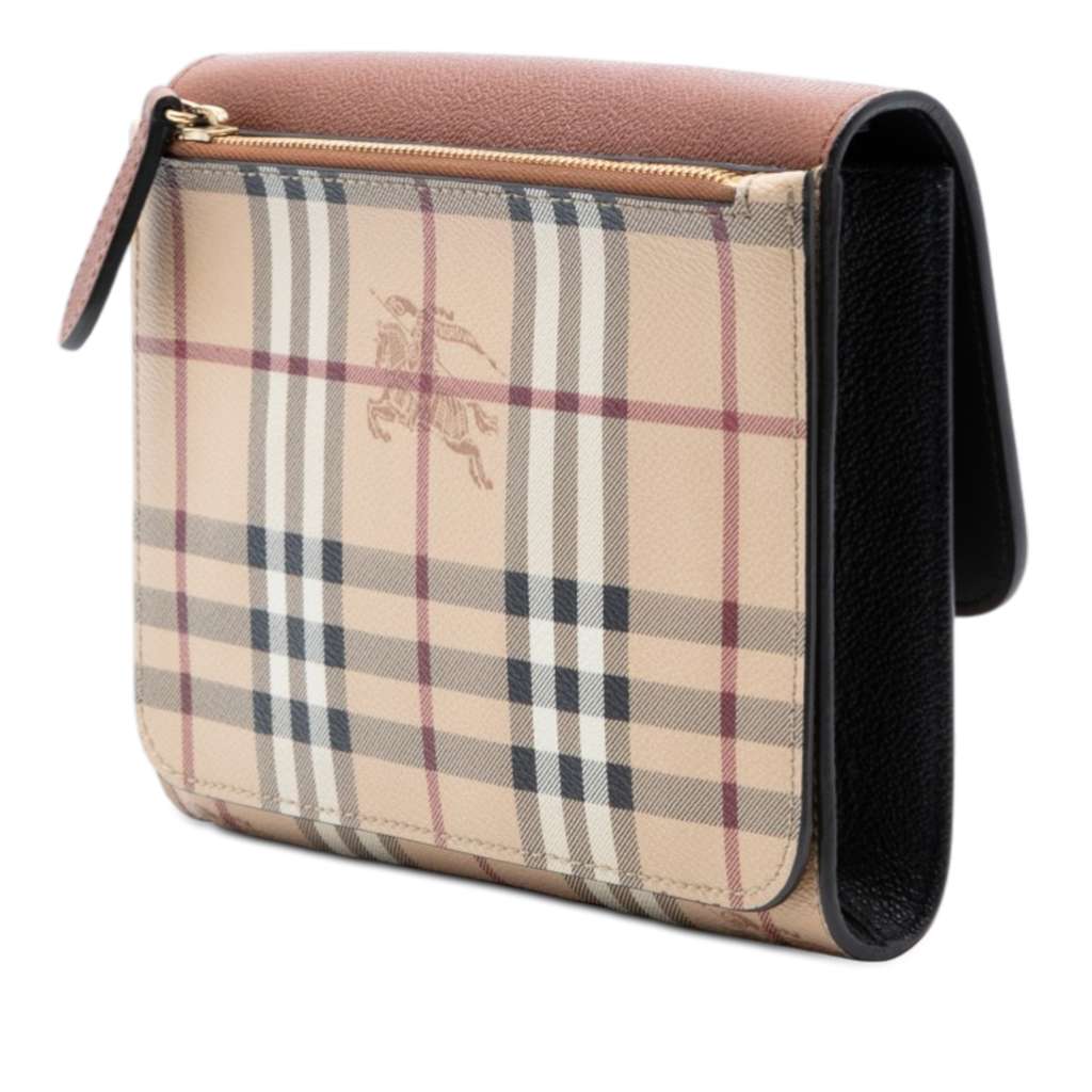 Burberry Haymarket Check Coated Canvas and Calfskin Loxley Crossbody Beige Canvas Good condition - Back View