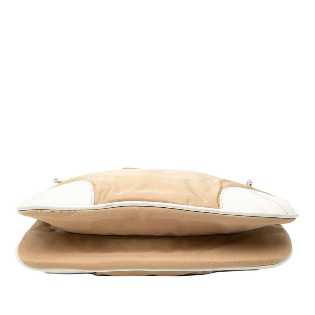 Prada Leather Trimmed Tessuto Zip Top Crossbody Beige Good condition - Inside View