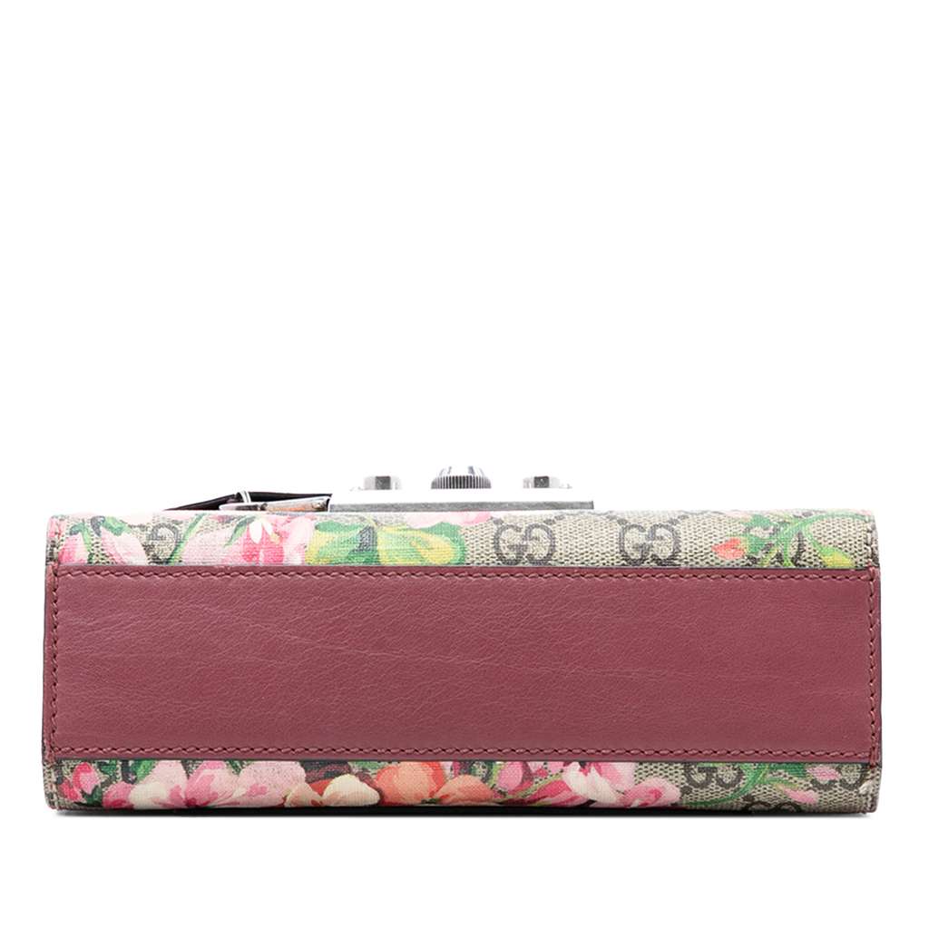 Gucci Small GG Supreme Blooms Padlock Crossbody Beige Canvas Good condition - Inside View