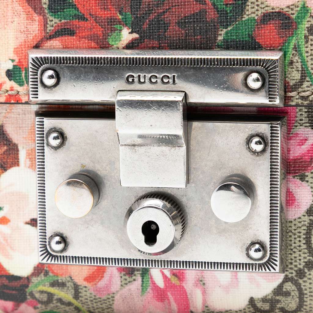 Gucci Small GG Supreme Blooms Padlock Crossbody Beige Canvas Good condition - Box View