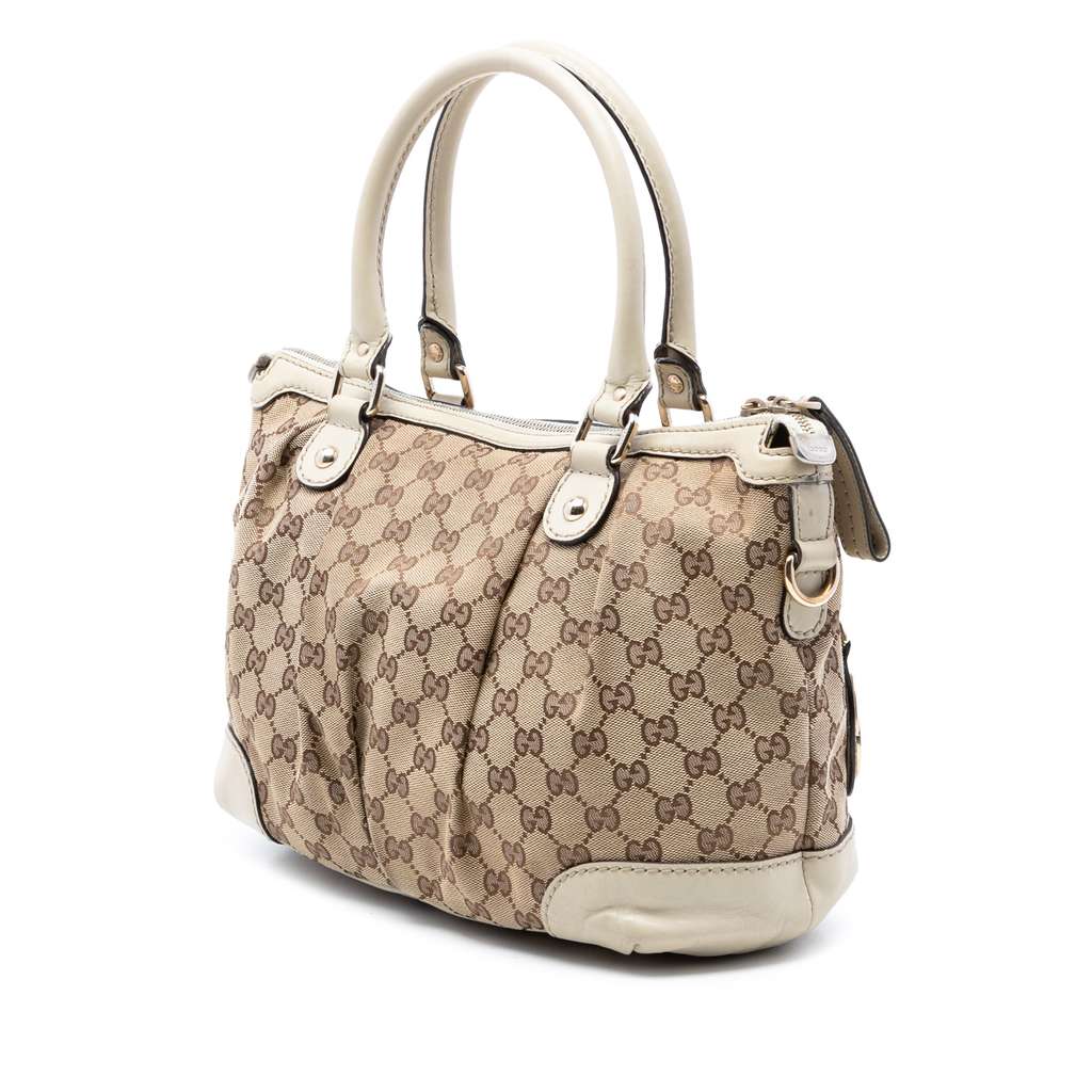 Gucci GG Canvas Sukey Satchel Beige Canvas Good condition - Back View