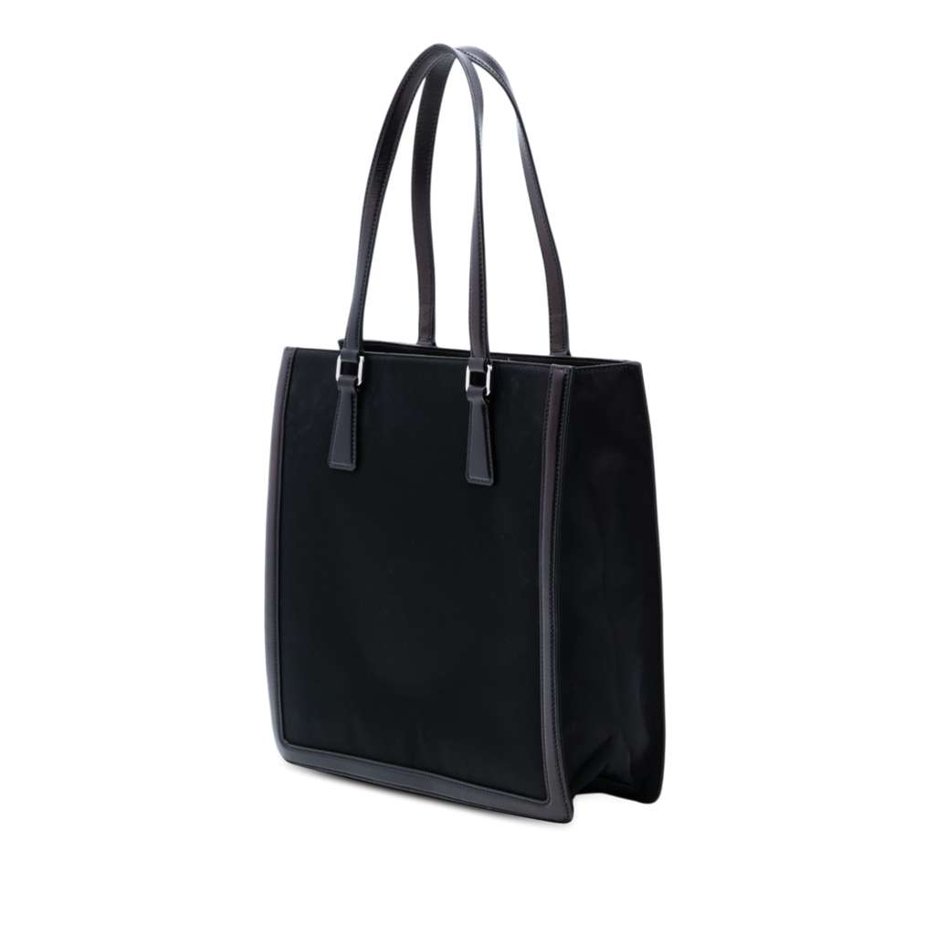 Prada Leather Trimmed Tessuto Tote Black Good condition - Back View
