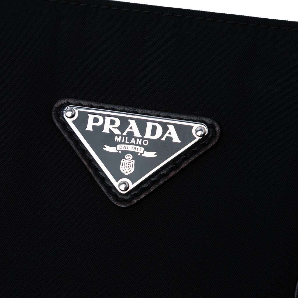 Prada Leather Trimmed Tessuto Tote Black Good condition - Box View