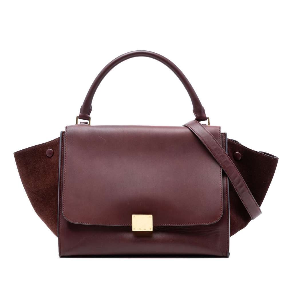Celine Medium Calfskin and Suede Trapeze Satchel