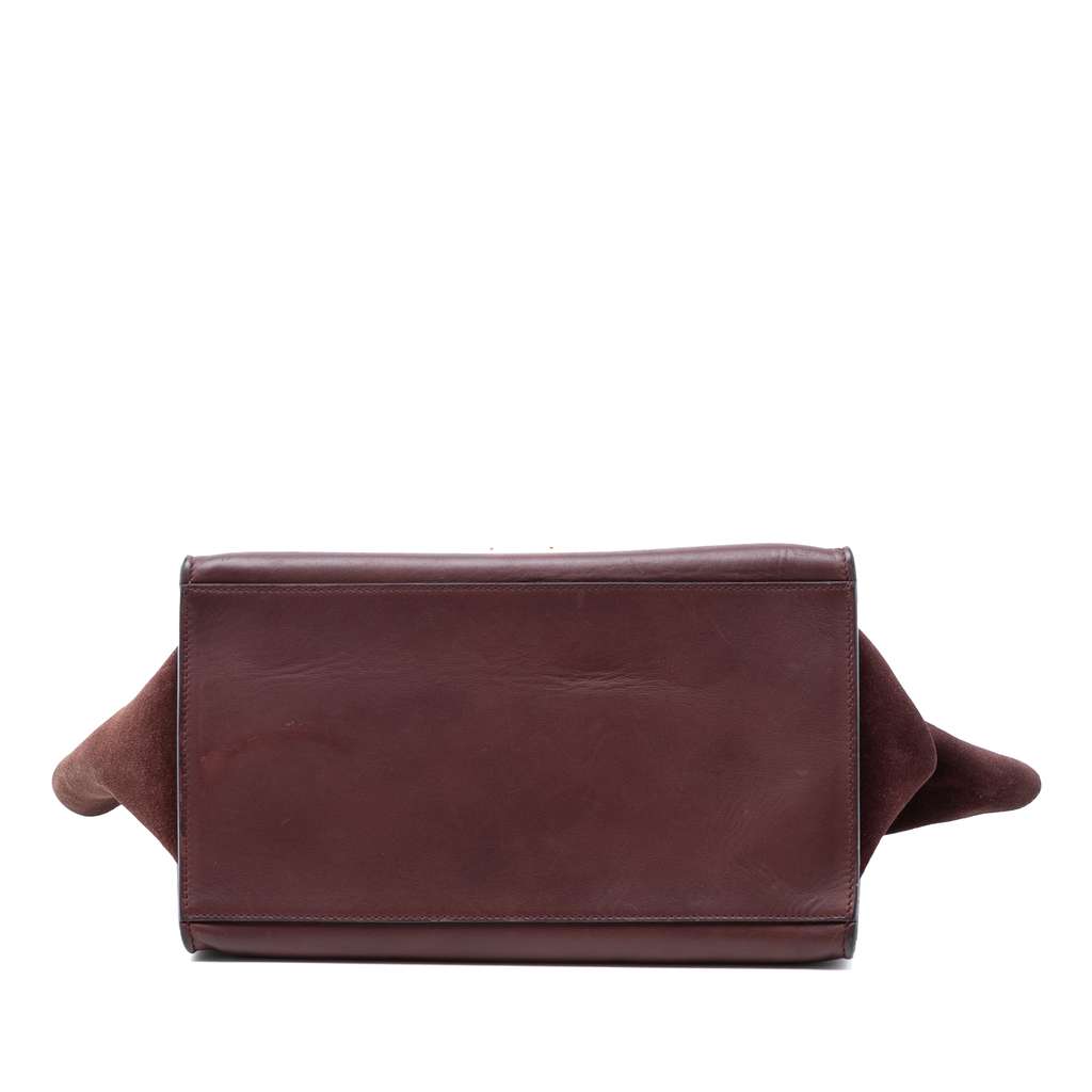 Celine Medium Calfskin and Suede Trapeze Satchel Red Leather Good condition - Inside View