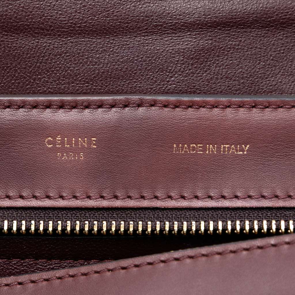 Celine Medium Calfskin and Suede Trapeze Satchel Red Leather Good condition - Box View