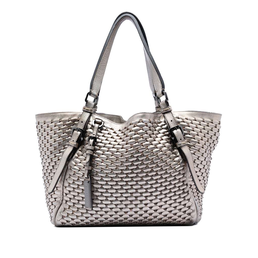 Burberry Metallic Woven Leather Tote