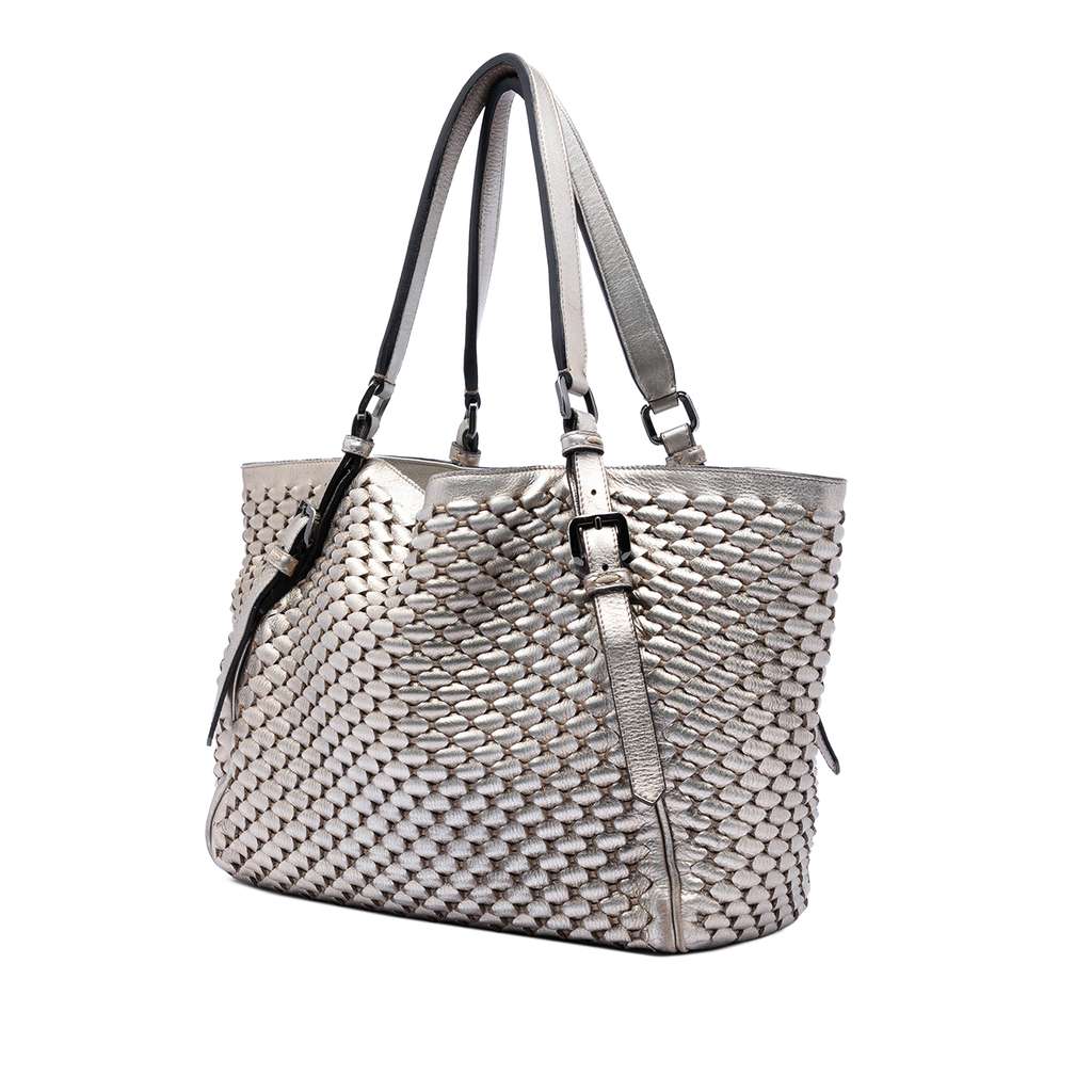 Burberry Metallic Woven Leather Tote Gold Leather Good condition - Back View