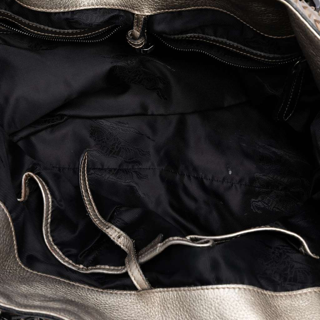 Burberry Metallic Woven Leather Tote Gold Leather Good condition - Model View