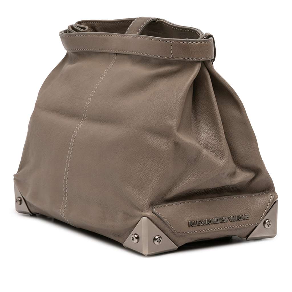 Alexander Wang Leather Fold Over Trunk Adele Clutch Brown Leather Good condition - Back View