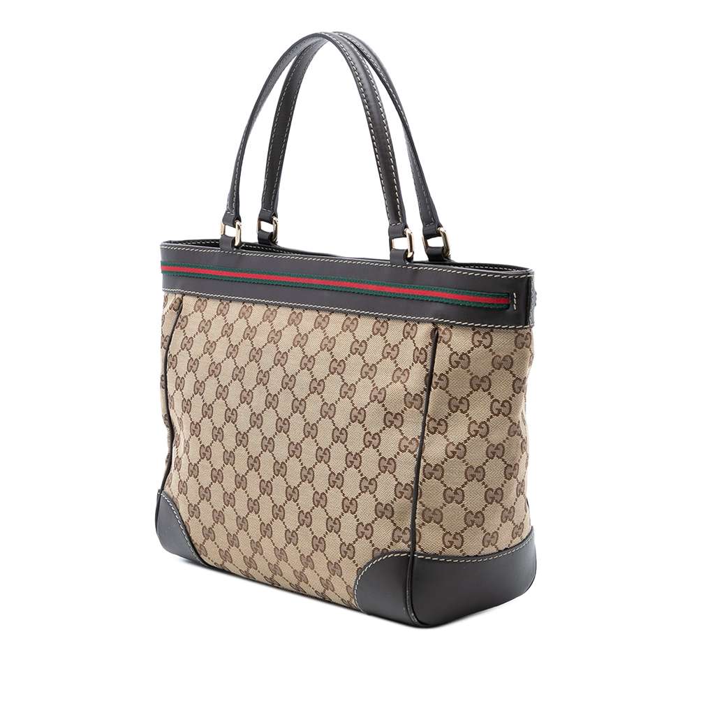 Gucci GG Canvas Web Mayfair Tote Beige Canvas Good condition - Back View