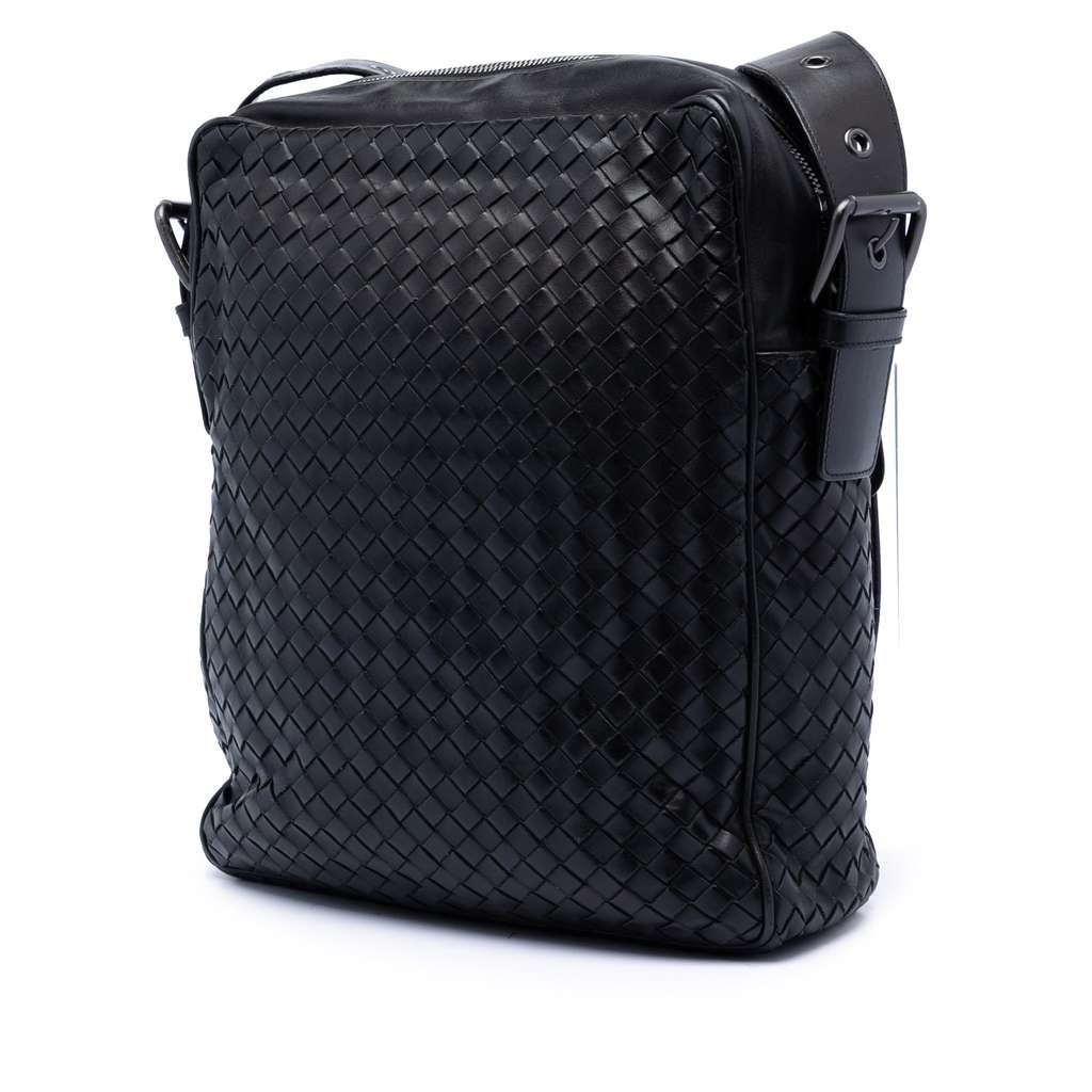 Bottega Veneta Nappa Intrecciato Front Pocket Crossbody Black Leather Good condition - Back View