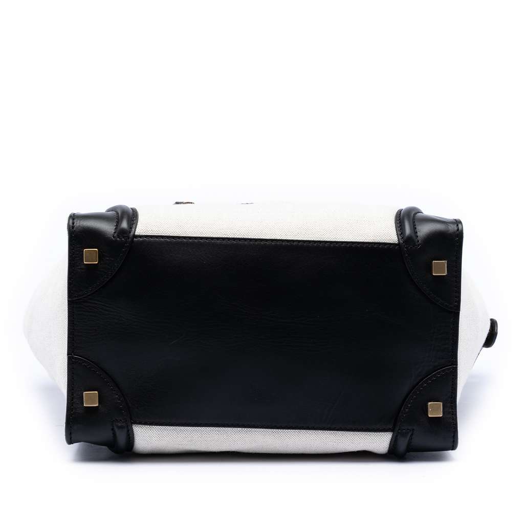 Celine Mini Bicolor Canvas and Leather Luggage Tote Brown Canvas Good condition - Inside View