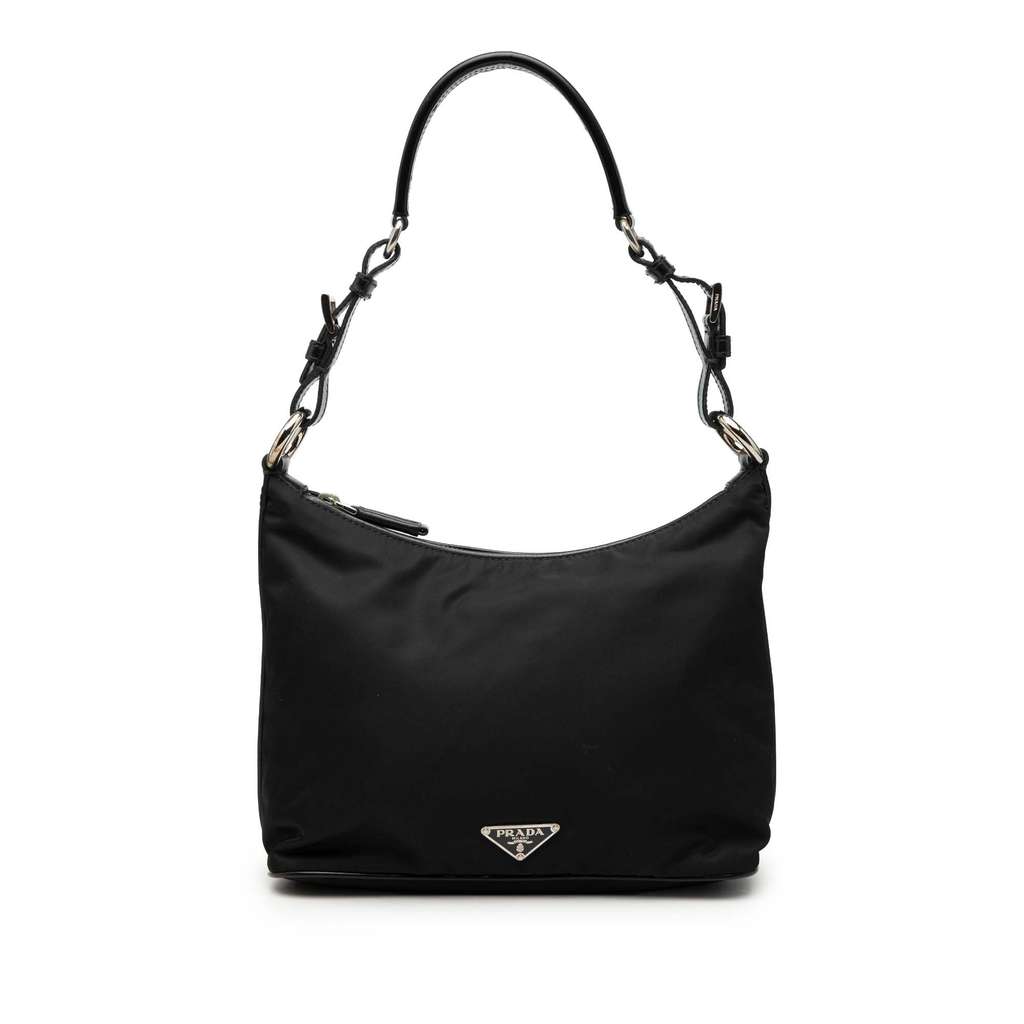 Prada Vitello Trimmed Tessuto Shoulder Bag